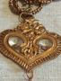 Винтидж колие ажурно метално сърце с инкрустирани кристали красива орнаментика 51237, снимка 2