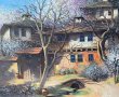 Стари къщи, пролет, картина