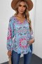 Дамска блуза в светлосиньо с принт на цветя, снимка 1 - Блузи с дълъг ръкав и пуловери - 40526078