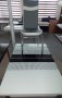 Комплект разтегателна маса +6 стола  Маса с метални крака и закалено принт стъкло  Тапицирани столов, снимка 1 - Други стоки за дома - 30743466