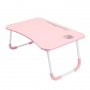 Сгъваема маса за лаптоп с поставка за чаши - розова