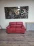 Червен кожен диван двойка, снимка 1 - Дивани и мека мебел - 43286254