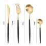 Комплект прибори за хранене от 24 части с луксозен дизайн и магнитна кутия в златисто и черно, снимка 4