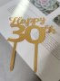 Happy 30th 50th 30 50 години рожден ден златист твърд топер табела украса за торта юбилей годишнина , снимка 3
