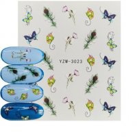 YZW-3023 паунови пера пеперуда слайдер ваденки водни стикери за нокти маникюр, снимка 1 - Продукти за маникюр - 33384068