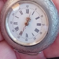 Сребърен джобен часовник,цветен емайл,1890, снимка 1 - Антикварни и старинни предмети - 43909408