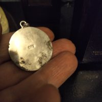 Стара сребърна висулка с тюркоаз ръчна изработка , снимка 3 - Колиета, медальони, синджири - 37943550