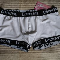 мъжки прашки, еротични боксерки марка Lookme, бели, с фирмено лого на ластиците, снимка 4 - Бельо - 26580341