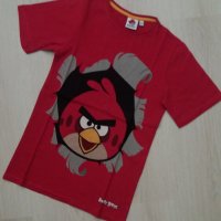 Червена тениска с Енгри Бърдс за възраст 8-9год. , снимка 1 - Детски тениски и потници - 28491933