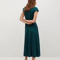 УНИКАЛНА дълга сатетирана зелена рокля, снимка 2 - Рокли - 37680856
