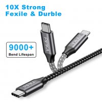 PIPIKA USB C 3.0 кабел, QC  60 W за бързо зареждане найлонова оплетка -  2 метра, снимка 4 - USB кабели - 40106341