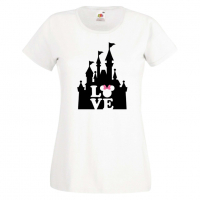 Дамска тениска Minnie Love Disney Castle Подарък,Изненада,Рожден ден,, снимка 1 - Тениски - 36530274