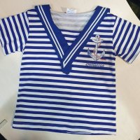 Нова детска блуза с моряшка яка и трансферен печат Котва, Морска, от 8 години до 15 години, снимка 2 - Детски тениски и потници - 30325906