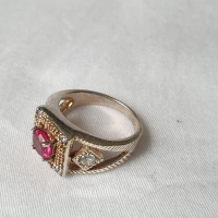 Сребърен пръстен с рубин, снимка 3 - Пръстени - 44900134