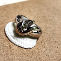 Сребърен пръстен с два броя циркони , размер на халката 18мм , снимка 6 - Пръстени - 43011170