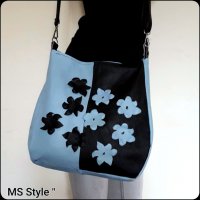 Дамска чанта от естествена кожа с цветя-ръчна изработка!, снимка 4 - Чанти - 25814688