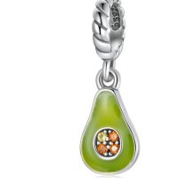 Сребърен талисман висулка за гривна Пандора авокадо Модел 083, снимка 2 - Гривни - 43465441