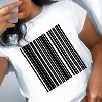 Хит! Дамски топ BARCODE с  принт! Поръчай С ТВОЯ Снимка или идея!, снимка 1 - Тениски - 17423885