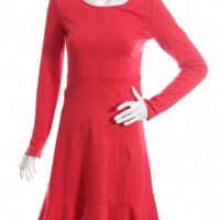 Свободен модел рокля с дълъг ръкав в червено Есмара, снимка 1 - Рокли - 28691878