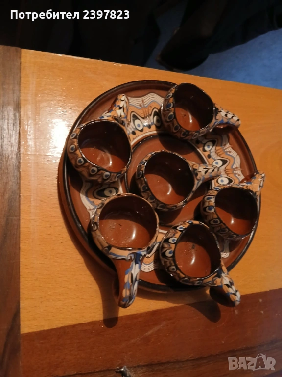 Керамични чаши с поднос, снимка 1