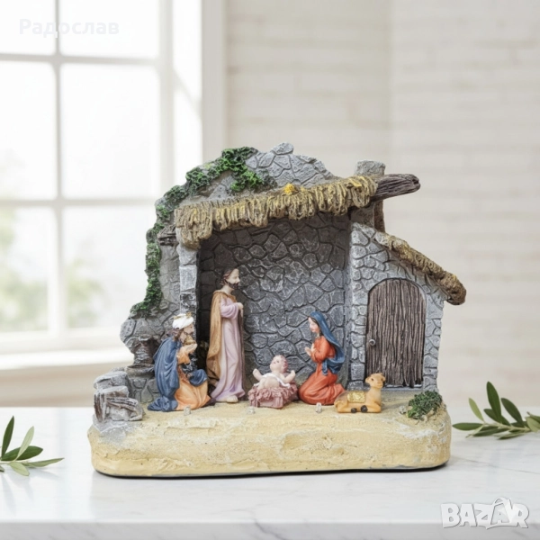 Коледна украса „Рождество Христово“ – готова настолна композиция, снимка 1