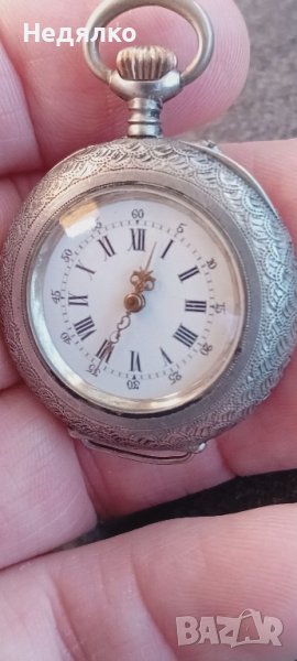 Сребърен джобен часовник,цветен емайл,1890, снимка 1