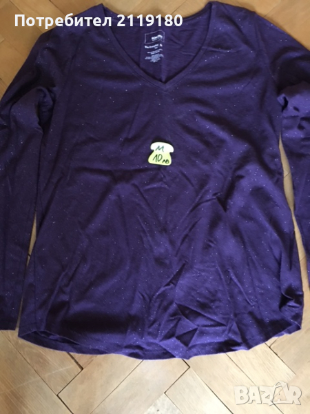 тъмно лилава с бляскави отенъци блуза с дълъг ръкав, снимка 1