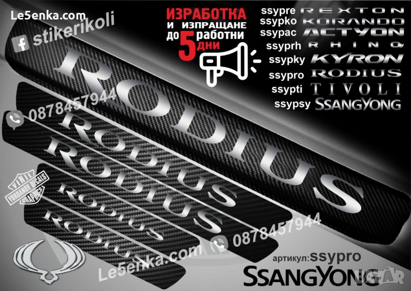 ПРАГОВЕ карбон SsangYong Rodius фолио стикери ssypro, снимка 1