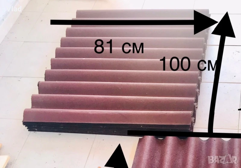 Ондулин Гофрирана плоскост  за покрив, червена 100 x 81см , снимка 1