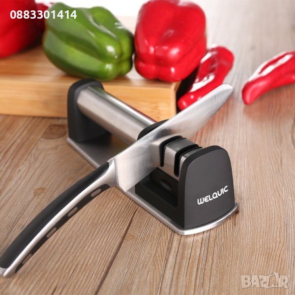 WELQUIC 2 Stage Kitchen Knife Sharpener Диамантено точило за ножове, снимка 1