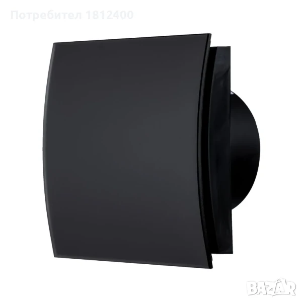 Вентилатор за баня MMotors MMP 100 дизайн. стъкло Черен Мат с клапа Повишен/Турбо дебит 105/169м3/ч, снимка 1