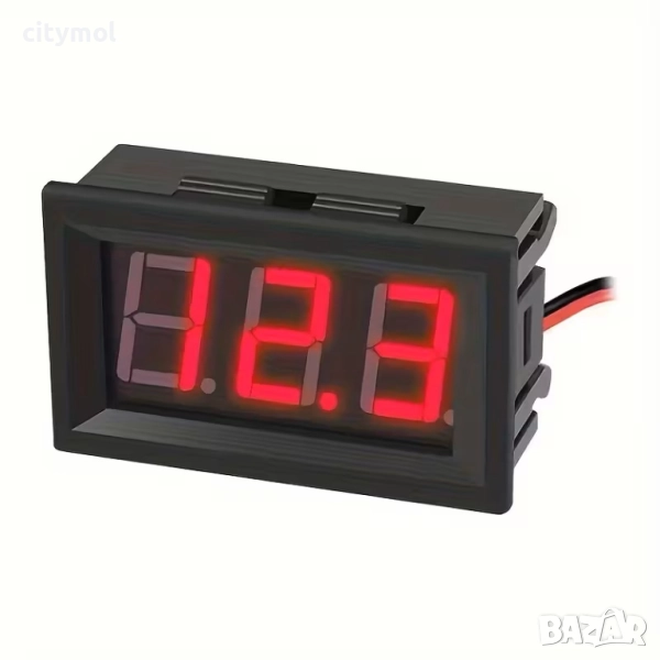LED Цифров волтметър 3V-32V за вграждане в автомобили,мотори,камиони, снимка 1