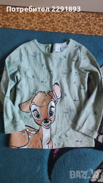 Детска блузка цвят мента с Бамби!Обличана два пъти!, снимка 1