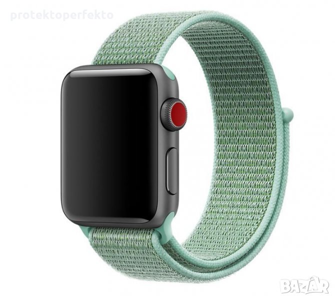 Текстилна каишка band за Apple Watch 7,6, 5, 4, 3 - велкро  sea/ зелен цвят, снимка 1