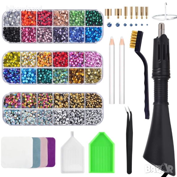 Комплект Bedazzler с кристали апликатор за горещо фиксиране скъпоценни камъни за диамантено рисуване, снимка 1