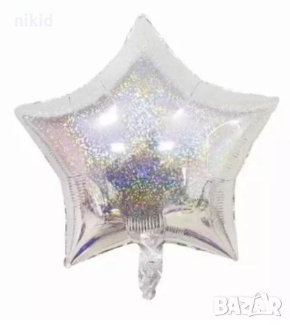 Звезда холограмен бляскав балон фолио фолиев хелий или въздух парти рожден ден, снимка 1