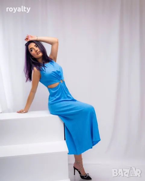 Елегантна синя дамска рокля, снимка 1
