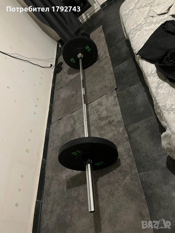 Олимпийски лост Ф50 – 220см.+ 2х 10 професионални дискове на петна , снимка 1