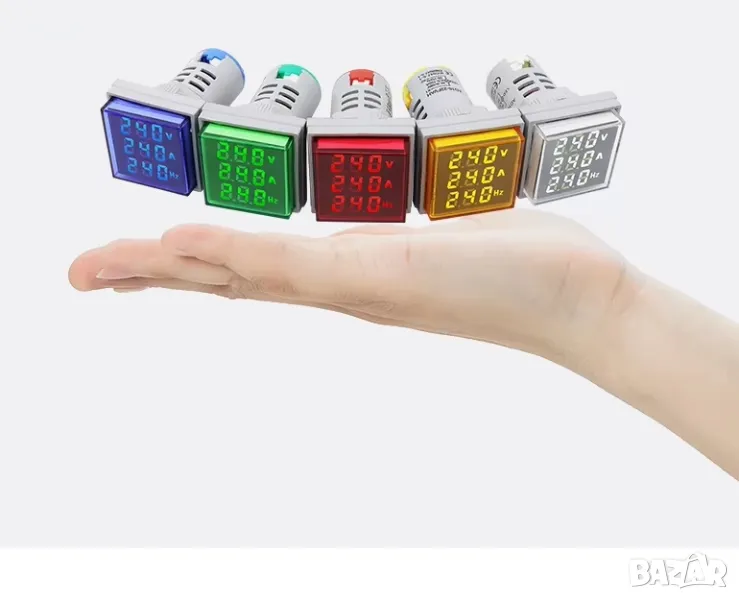 LED цифрово напрежение ток херц квадратен индикатор, снимка 1