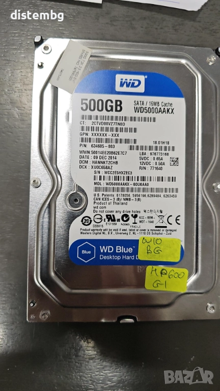 Твърд диск за компютър HDD WD500AAKX, снимка 1