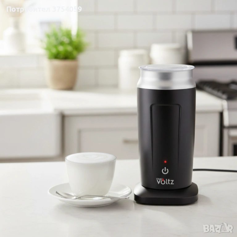 Уред за мляко Voltz OV51176A – 3 в 1: топла или студена млечна пяна и загряване, 500W, 240 мл, инокс, снимка 1
