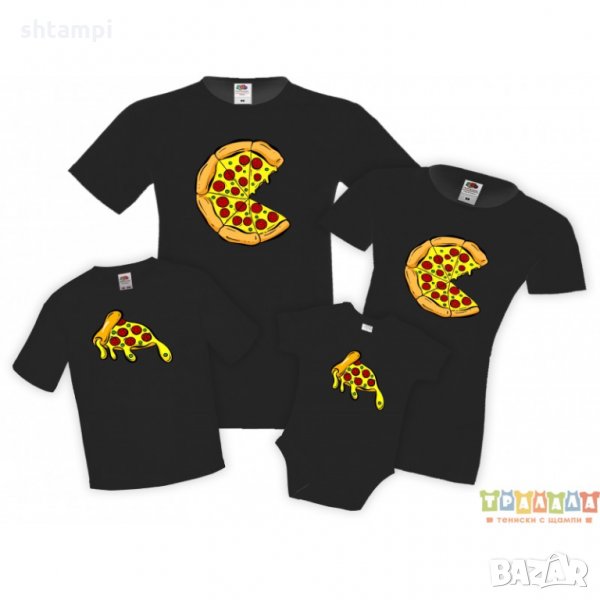 Семеен комплект тениски Пица Pizza melting Slices Family, снимка 1