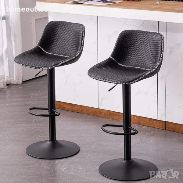 ПРОМОЦИЯ Бар столове с регулируема височина и атрактивен дизайн, к-т от 2бр YOUNIKE YOK-1929-BK-DE, снимка 1