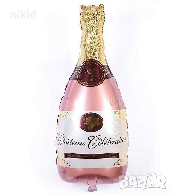 Голямо Розе шампанско бутилка шише чаша фолио фолиев балон хелий или въздух парти рожден ден, снимка 1