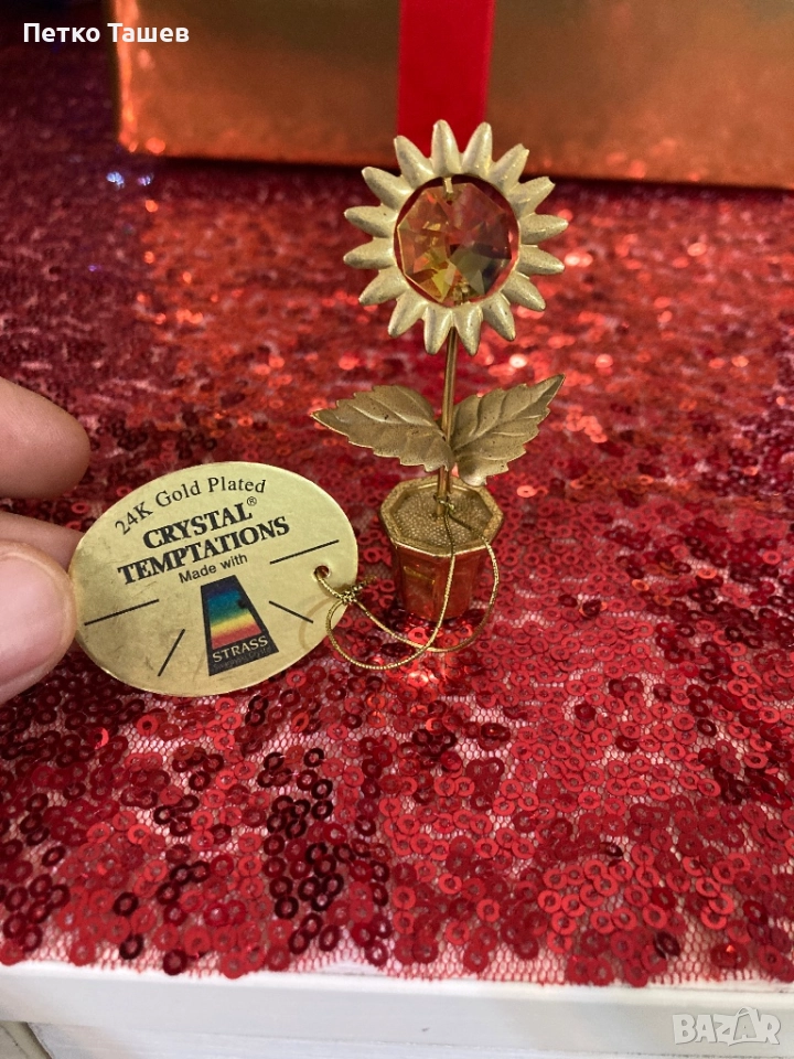 Декоративно цвете Crystal Temptations – 24K Gold Plated, снимка 1
