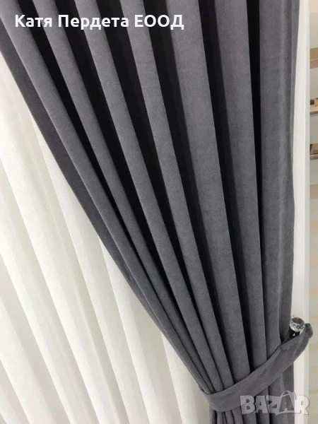 Плътни завеси готови за поставяне, графит, снимка 1