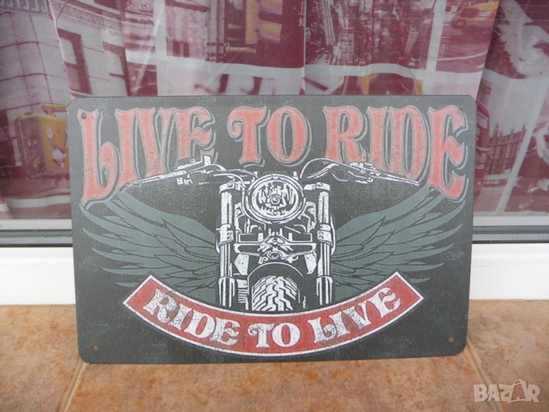 Метална табела мотор мотоциклети рокери криле рокерски събор, снимка 1
