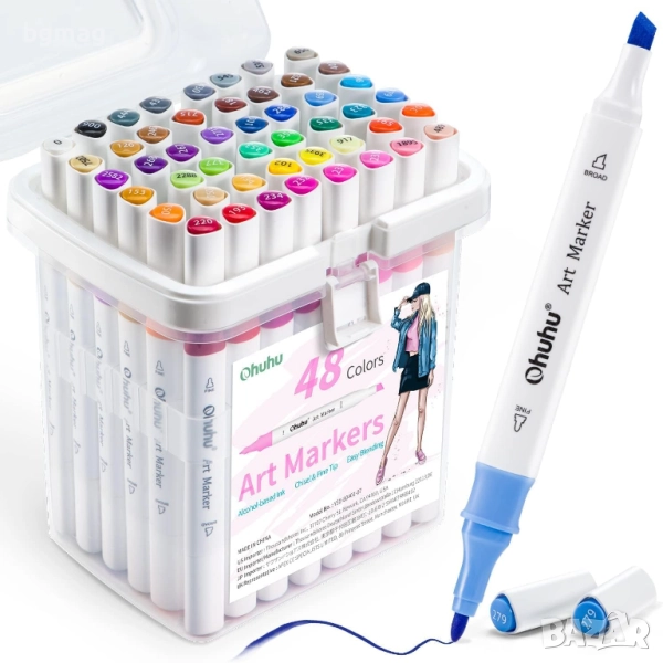 Ohuhu Art Markers Set-перманентни маркери, комплект 48 цвята, снимка 1