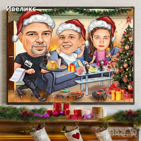 Коледна КАРИКАТУРА + ароматна свещ в бурканче, снимка 8 - Декорация за дома - 52352335