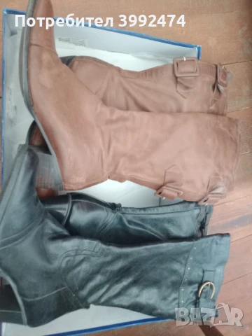 Дамски ботуши от естествена кожа, 38 ном., два чифта, снимка 2 - Дамски ботуши - 51228153